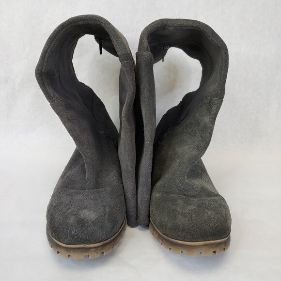 Lucky Brand Heeled Boot Women 10 Harleen Over the Knee Grey Suede Riding Stretch - Picture 10 of 16